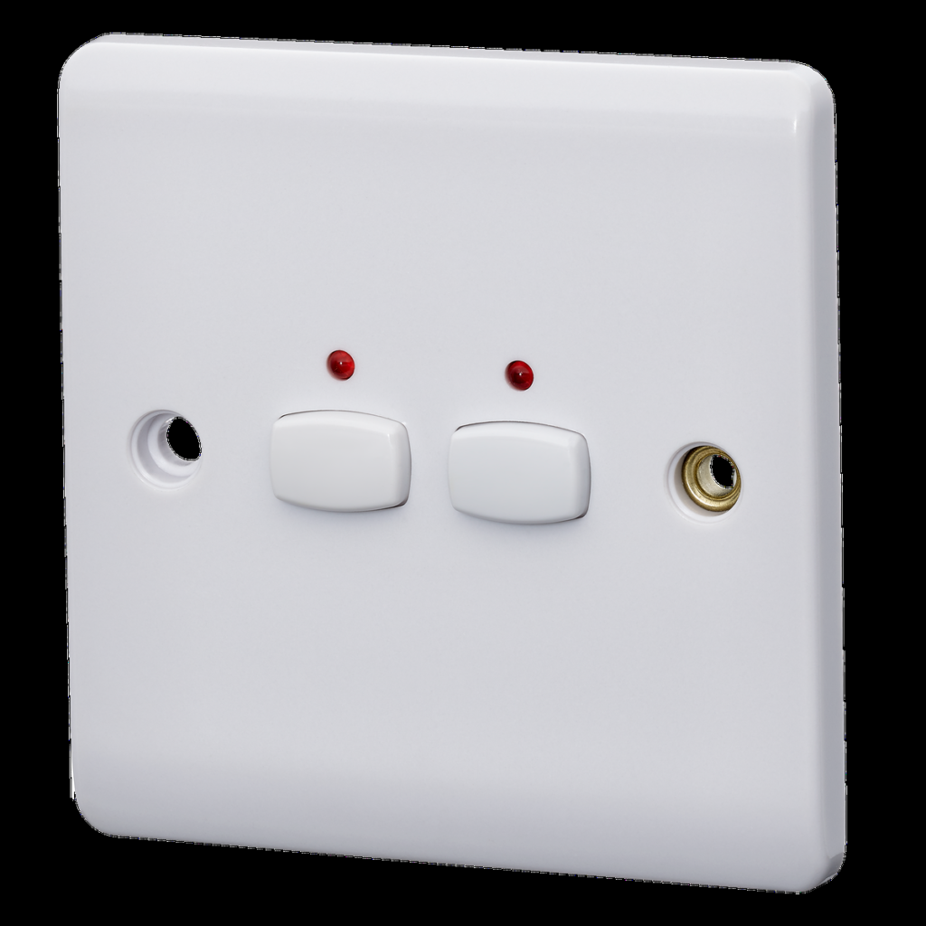Ideal Technology 2 Gang Light Switch, White.